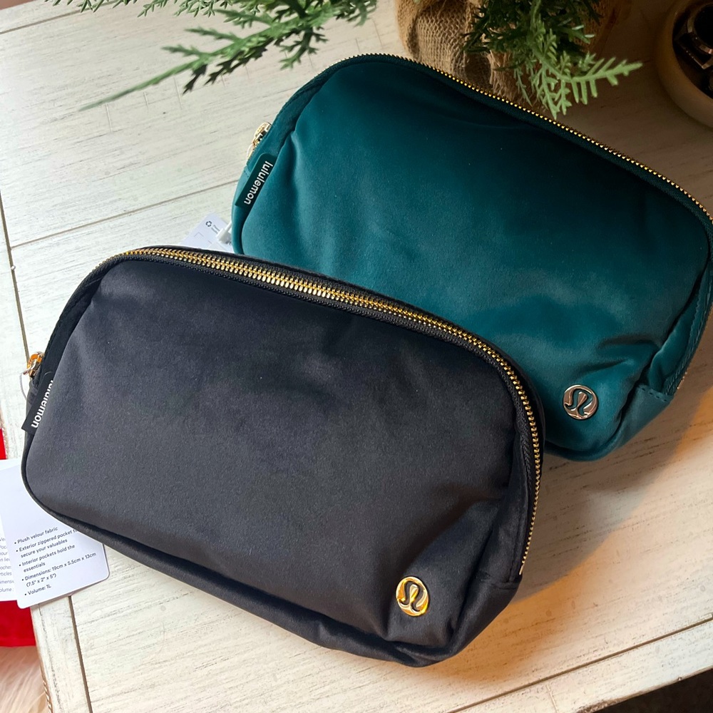 NWT - black velour lululemon belt bag